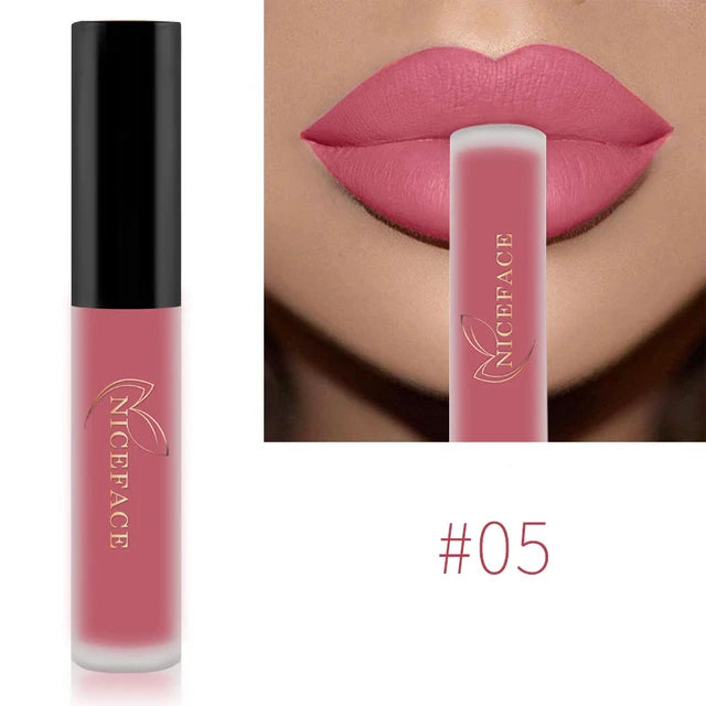 NICEFACE Nude Matte Liquid Lipsticks Waterproof Long Lasting Lip Gloss Sexy Red Velvet Lip Tint Women Makeup Cosmetics Batom