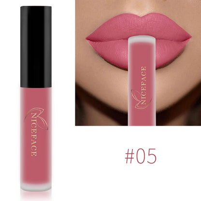 NICEFACE Nude Matte Liquid Lipsticks Waterproof Long Lasting Lip Gloss Sexy Red Velvet Lip Tint Women Makeup Cosmetics Batom