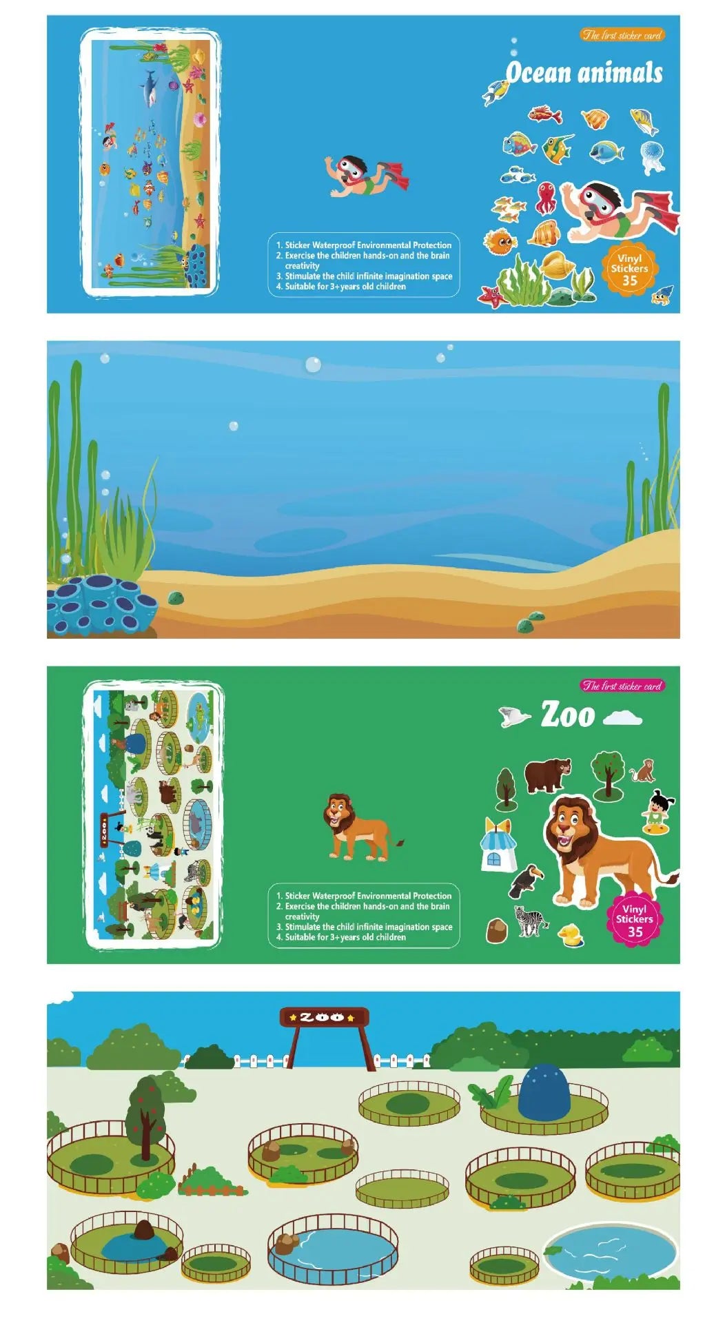 New Kids Reusable Sticker Book Multiple Scenarios Cartoon DIY Puzzle Educational Learning Classic Toys for Child Age 2-6 Gifts
