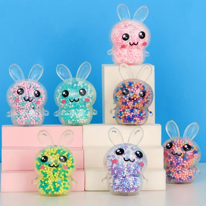 1PCS  Squishy Bunny Stress Balls with Light Stress Relief Toy Girls Kids Fidget Toys Colorful Rabbit for Easter Basket Stuffers