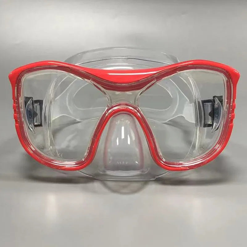 Large-Frame Diving Goggles Set: Silicone, Wide View, Tempered Glass
