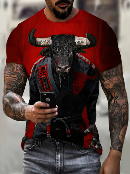 Creative Geometric Pattern Printed Men's T-shirt Summer Outdoor Sports Fitness Short Sleeves Comfortable And Breathable T-shirt