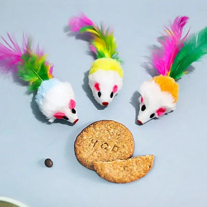 Soft Fleece False Mouse Cat Toys Colorful Feather Mini Funny Playing Training Interactive Toys for Cats Kitten Pet Supplies