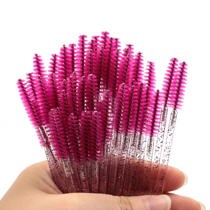 HOT 5/25/50pcs Mascara Wands Applicator Cosmetics Eyelash Brush Comb Crystal Eyelash Brushes Makeup Beauty Wholesale Eye Brush