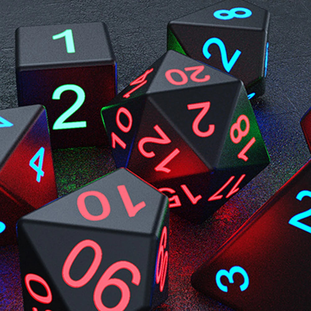 7Pcs/set  Electronic Luminous LED DND Dice Set Multiple Sided Dice for Adults Board Game Party Entertainment Toys