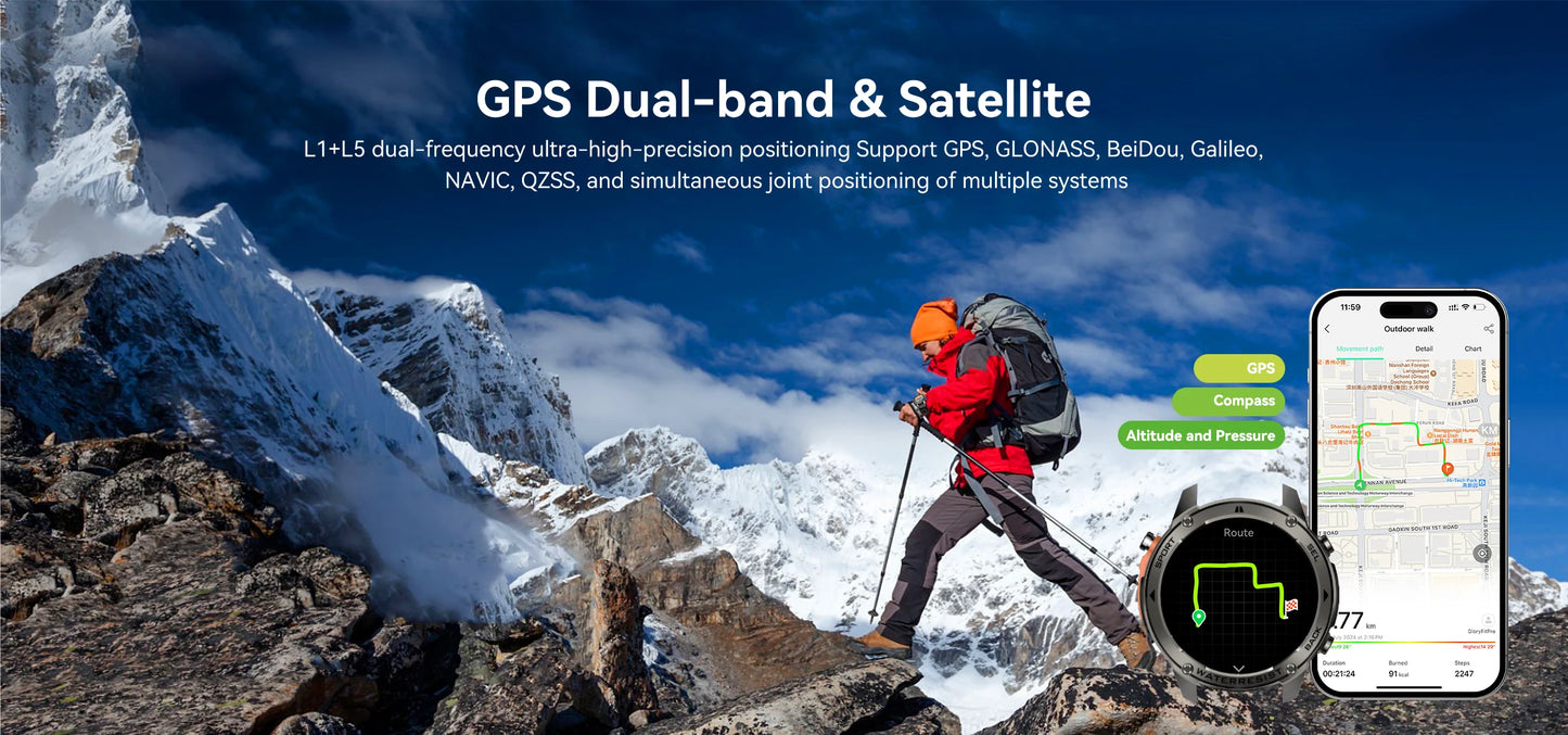 LIGE New GPS Tracker Smart Watch Men 466*466 AMOLED Screen Men Watches 50M Waterproof Outdoor Compass 500mAh Battery Smartwatch