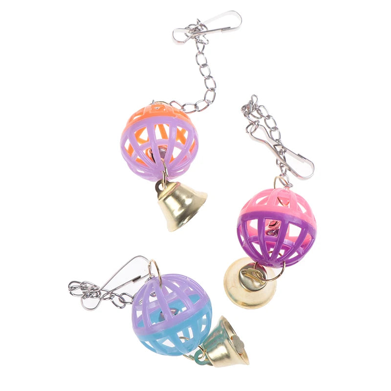 Cute Parrot Toys Pet Bird Parakeet Climb Bite Chew With Hanging Swing Bell Ball Bird Toy Pet Supplies For Parakeet Cockati