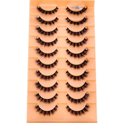 New 7/10 Pairs Faux Mink Eyelashes Handmade False Eyelashes Natural Nude Makeup Simulation Cross Messy Eye 3D Curly Eyelashes