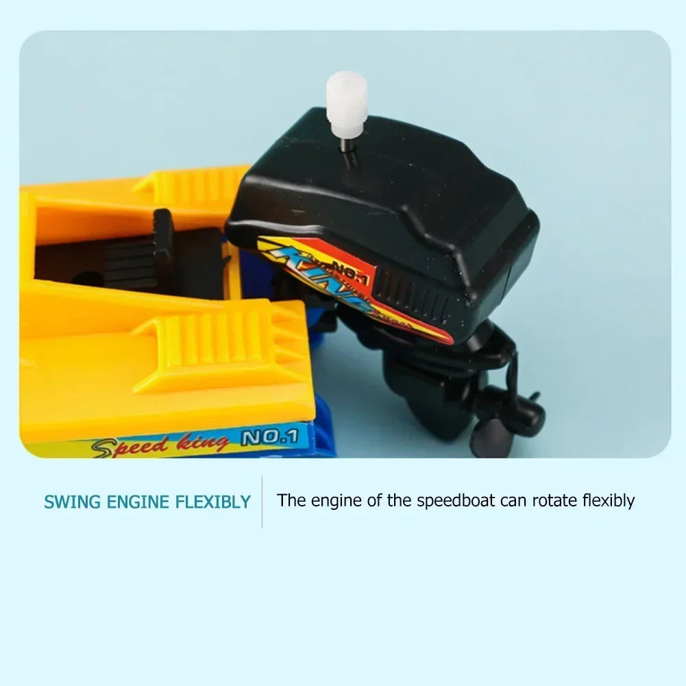 Wind Up Clockwork Float In Water Speed Boat Ship Children Bath Toys Random Color Kids Pool Swimming Bathtub Bath Toys