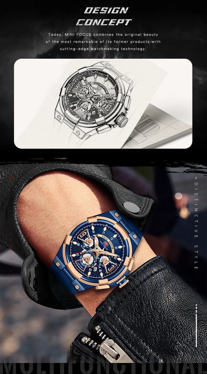 MINI FOCUS Multifunction Quartz Watches for Men Top Brand Luxury Silicone Sport WristWatch Man Clock Fashion Chronograph Watch