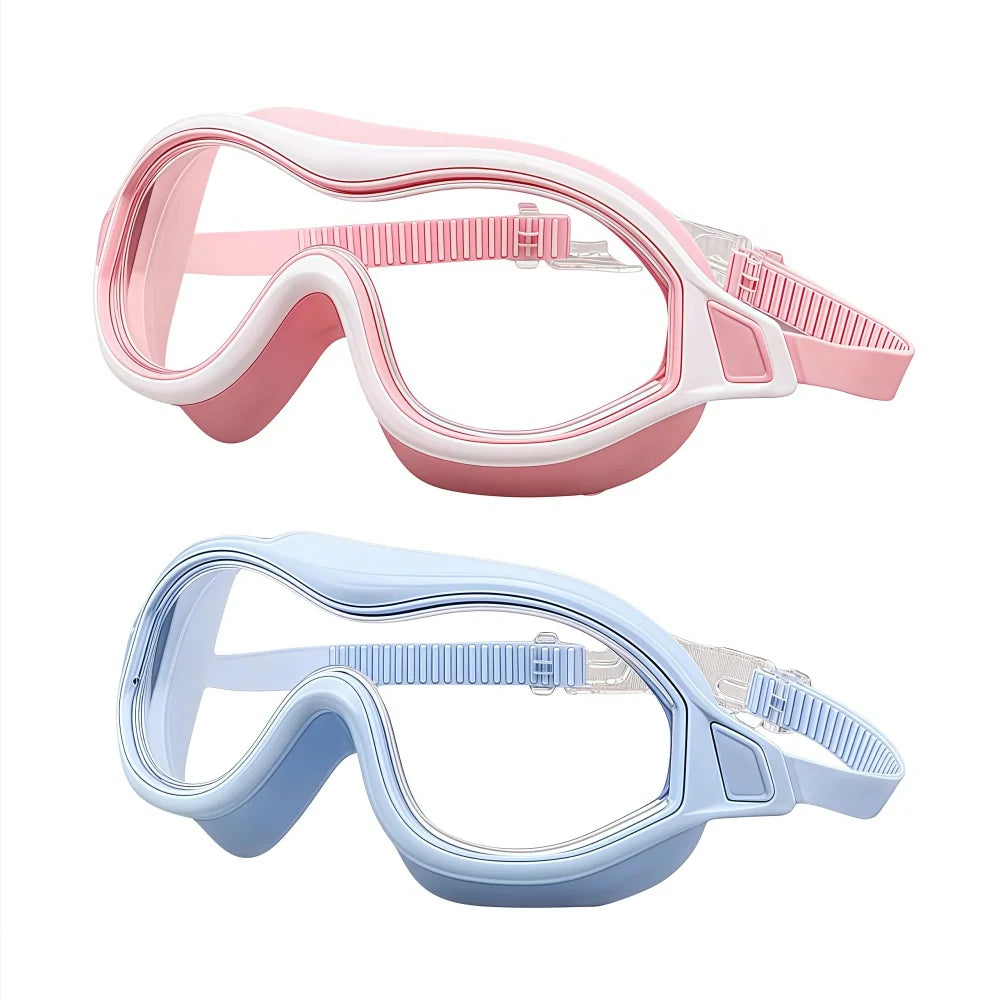 2PCS Large Frame Swimming Goggles Adult High-Definition Anti Fog Electroplated For Women Men  Silicone Anti Uv Goggles