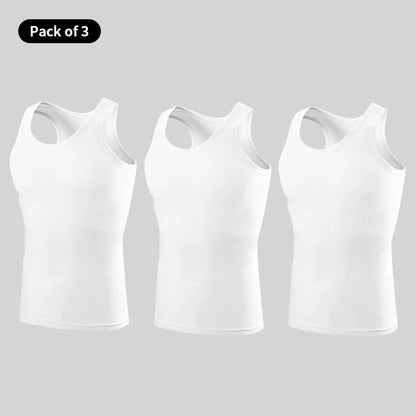 1/3 Piece Men's Four Season Solid Color Plus Size Vest Comfortable Pure Cotton Youth Sports And Fitness Top Middle-aged Base T