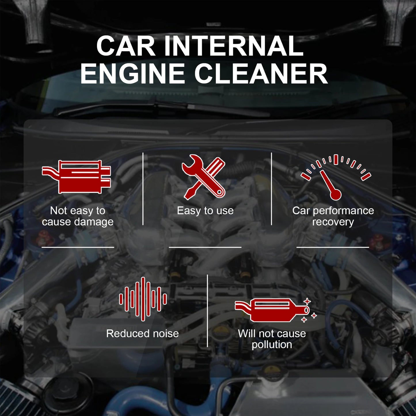 Motorcycle Engine Waterless Foam Cleaner, Heavy Duty Grease Remover, No Wipe Head, Car Engine Compartment Degreaser Tools