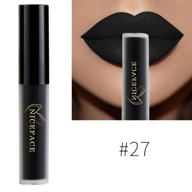 NICEFACE Nude Matte Liquid Lipsticks Waterproof Long Lasting Lip Gloss Sexy Red Velvet Lip Tint Women Makeup Cosmetics Batom