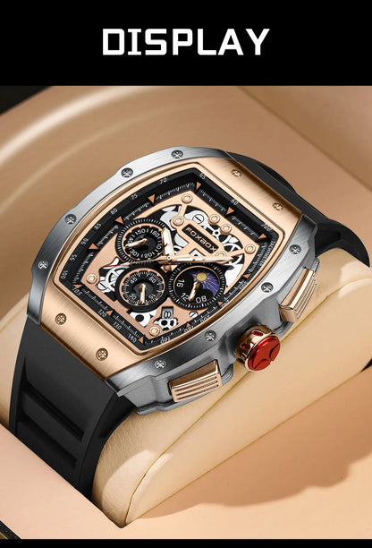 Relogio Masculino FOXBOX Men Watch LIGE Top Brand Luxury Military Square Watch Men Military Waterproof Quartz Watches For Men