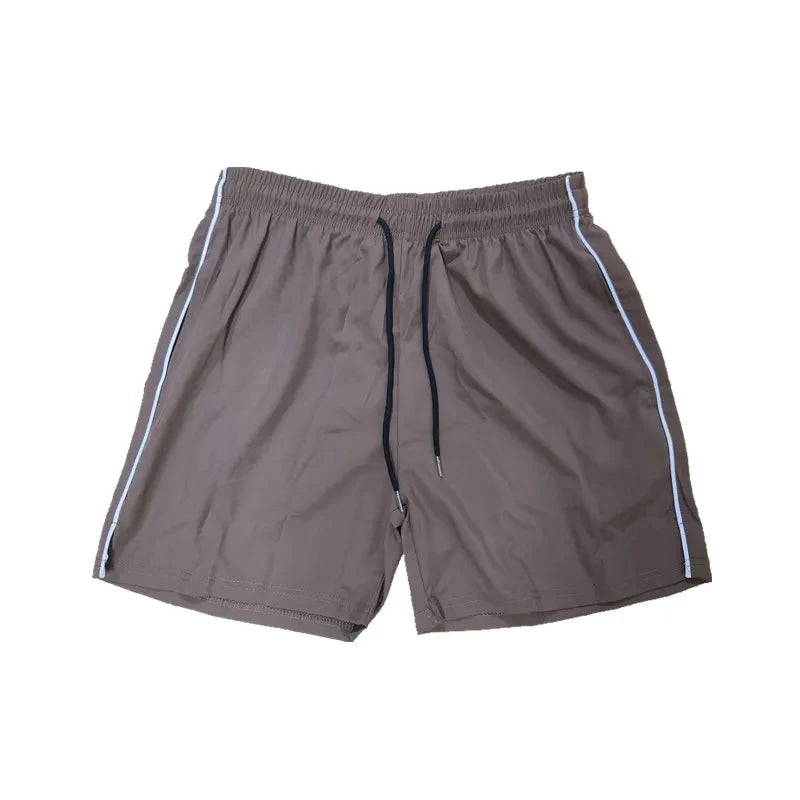Summer Men's Swimming Solid Color Swimsuit Quick Drying Breathable Color Swimsuit Beach Surf Shorts Beach Drawstring Shorts