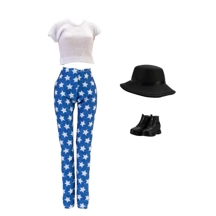 Fashion BJD Doll Clothes Top+pants(+Hats+shoes)Set Fit 30cm Doll&1/6 BJD Doll Clothing Accessories,Toys For Girls Gifts Festival