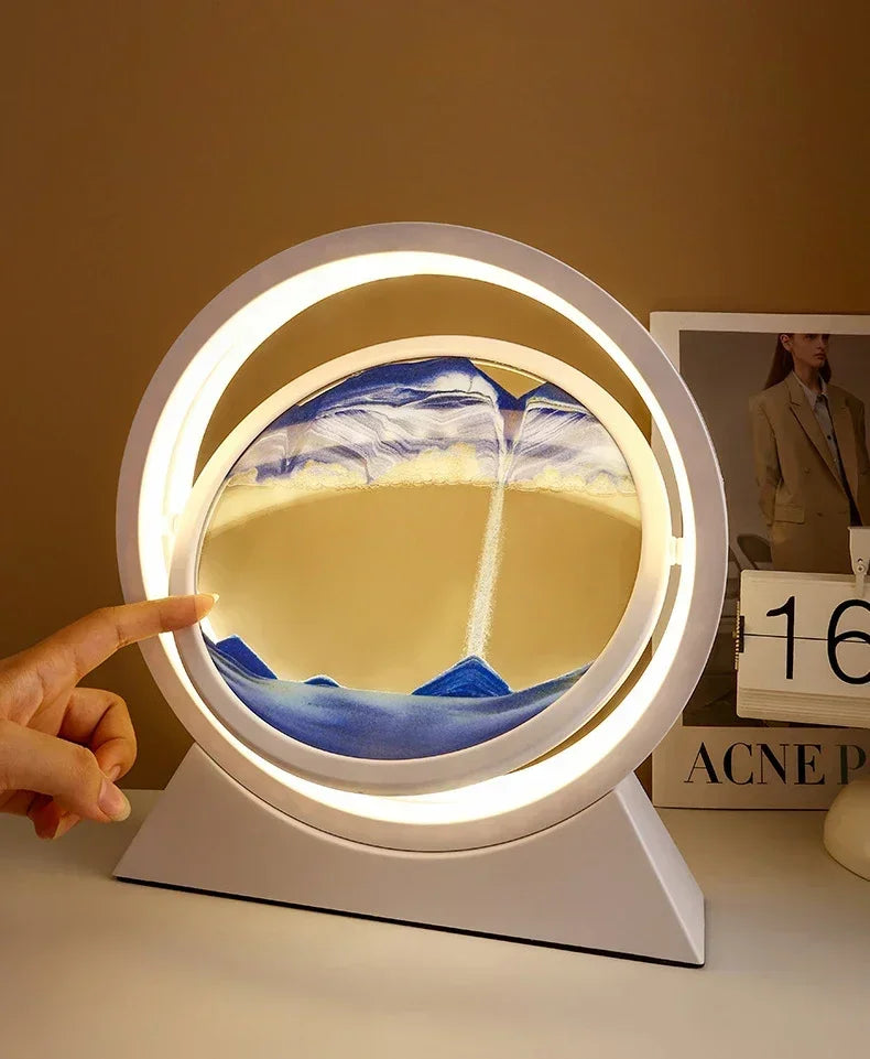 Sandscape Kinetic Sand Art Picture Quicksand Table Lamp Dynamic Liquid Hourglass Moving Sand Painting Flowing Sand Home Decor