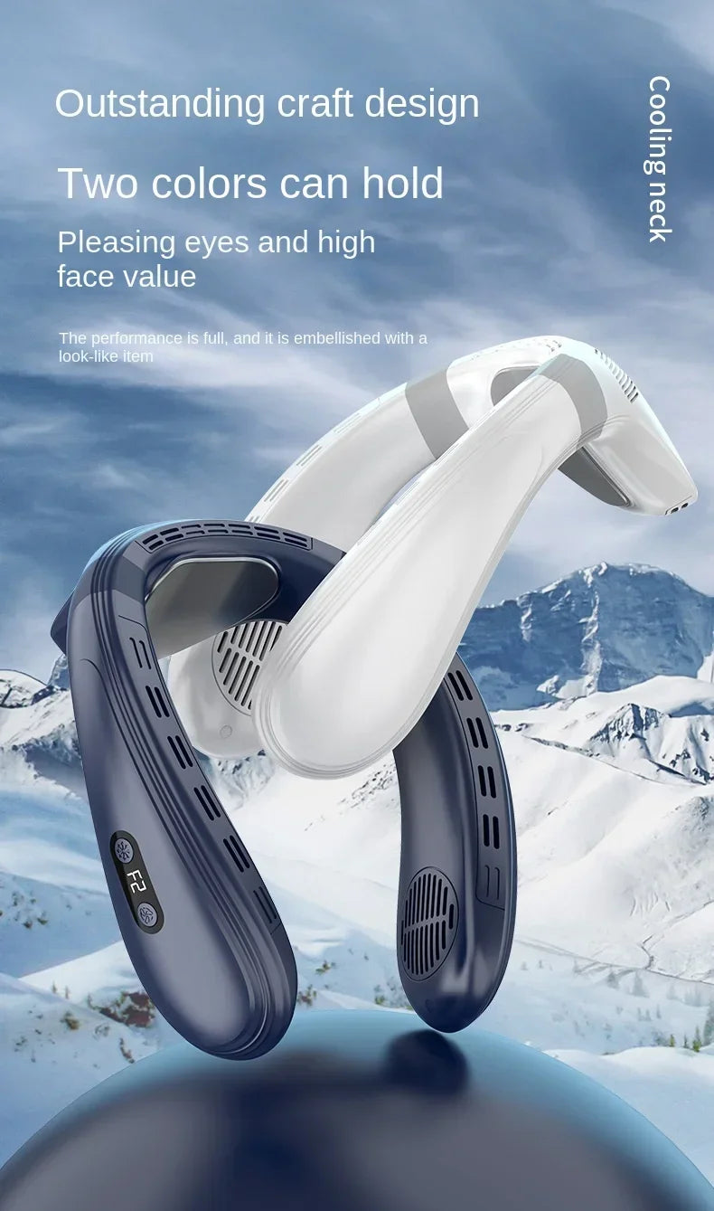720 Degree Cooling Neck Hanging Fan Rechargeable Semiconductor Cooling Bladeless Mute Fan Portable Wearable Summer Air Cooler