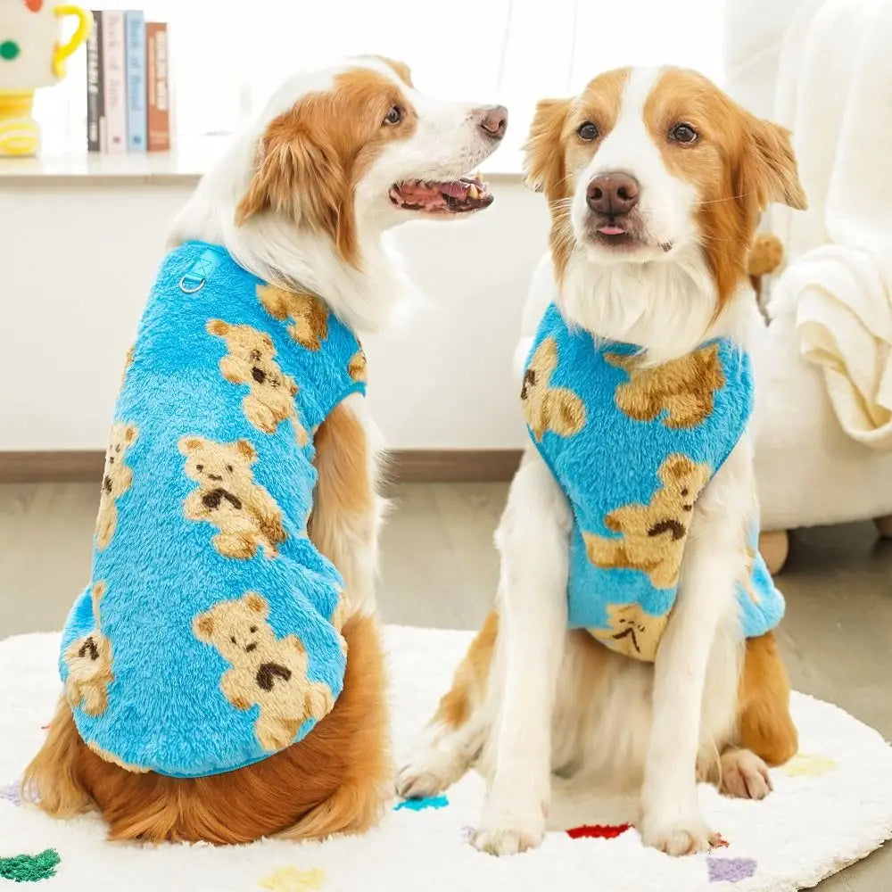 New XS-9XL Winter Puppy Clothes Cute Bear Pattern Dog Sweater Dog Vest Warm Fleece Pet Supplies Vest Pitbull New Year's Gift
