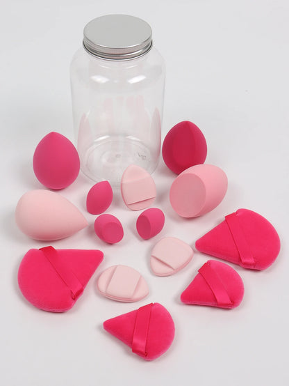 14 Piece Cosmetic Sponge Set, Cosmetic Sponge Finger Puff, Dry and Wet Foundation Make-Up Cosmetic Puff