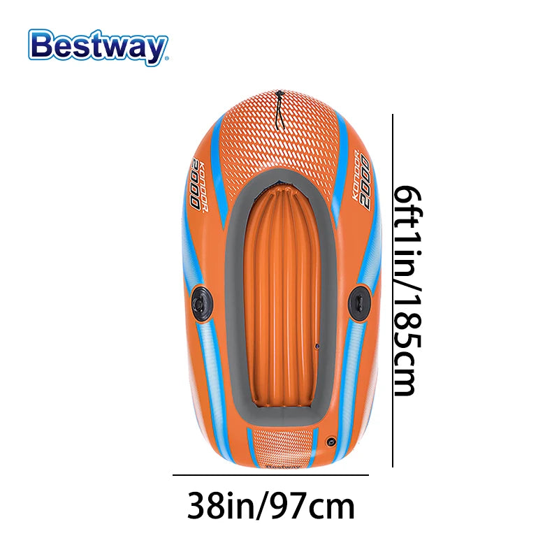 Bestway 61136/61140/61142/61146 1-3 Person Heavy Duty Inflatable Kayak - Long Lasting PVC Rafting Adventure Boat for Thrilling