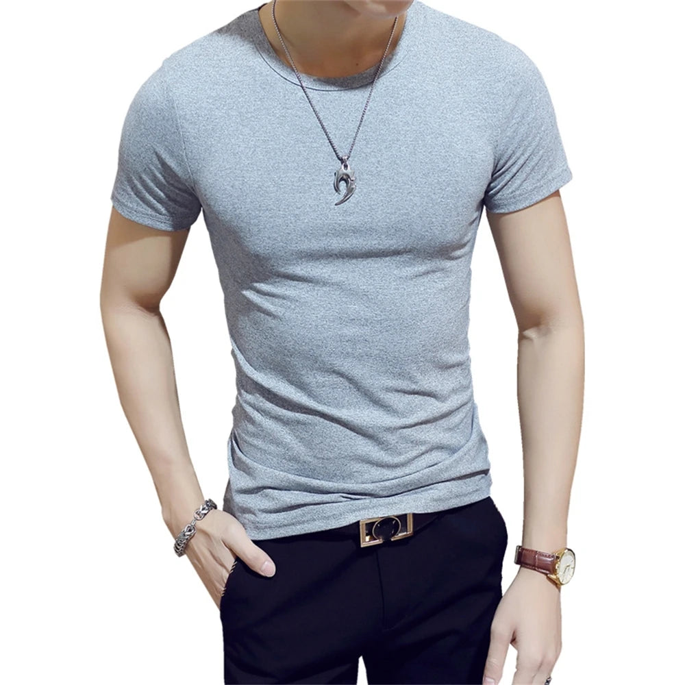7 Colors Slim Man's T-shirt Short Sleeve Streetwear Gym Clothing Tee Top Plain Running Shirt Camiseta Masculina Tee Shirt Homme