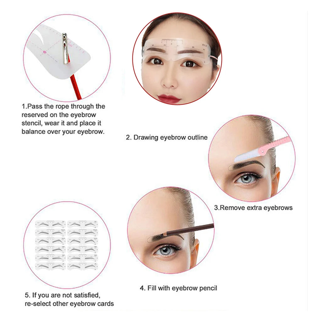 Reusable Eyebrow Shaper DIY 6PCS Set Soft Ruler Brow Definer Eyebrow Stamp Card Soft Ruler Stencil Shaping Makeup Tool