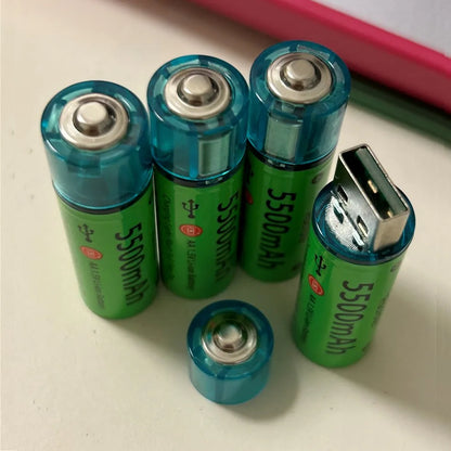 Universal AA Rechargeable Battery Durable 5500mAh Li-ion Battery AA USB Direct Charging for Toys Clocks Game Controllers Cameras