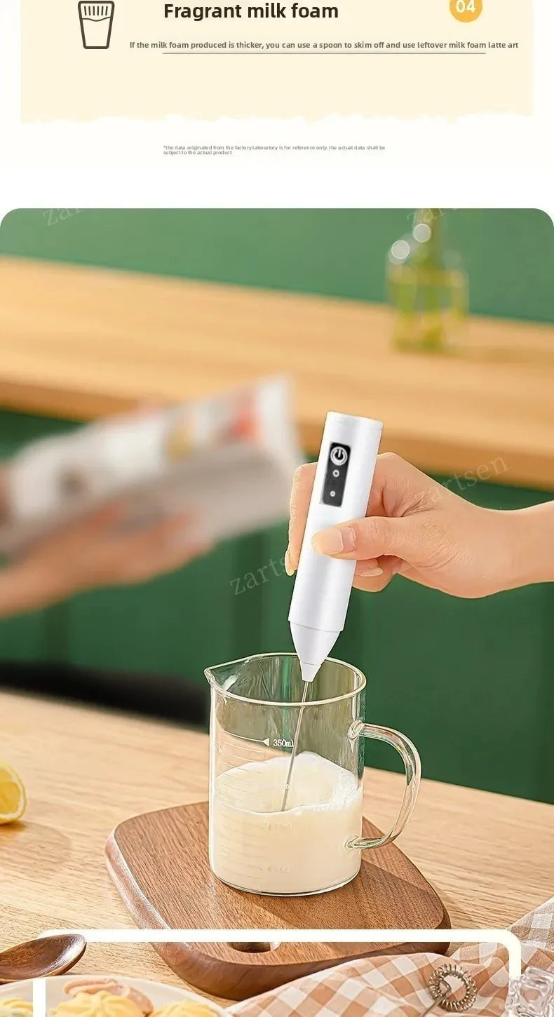 MINI Milk Frother USB Rechargeable 3 Speeds Foam Maker Coffee Whisk Mixer Electric Handle Blender Egg Beater Hot Cooking Tools