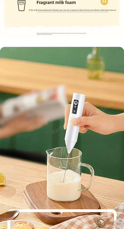 MINI Milk Frother USB Rechargeable 3 Speeds Foam Maker Coffee Whisk Mixer Electric Handle Blender Egg Beater Hot Cooking Tools