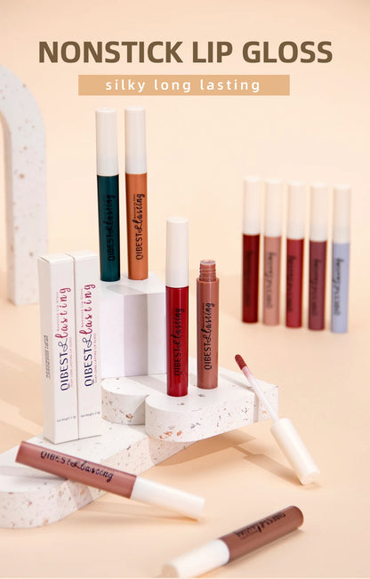 QIBEST Matte Liquid Lipstick Waterproof Long Lasting Lip Gloss Velvet Mate Nude Red Tint Tube Lipsticks Lipgloss Makeup Cosmetic