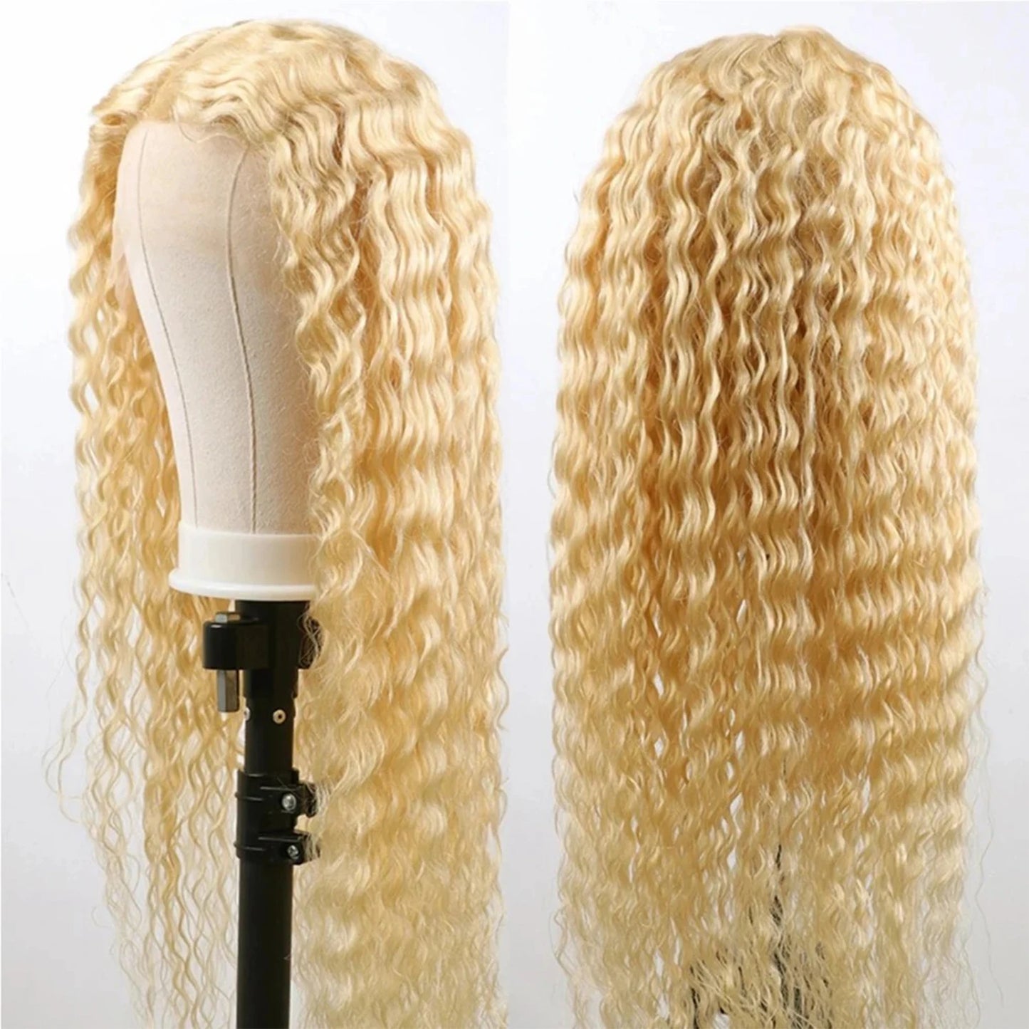 Full Lace Wig for Women #613 Light Blonde Real Remy Human Hair Wig Curly Wave Hair Glueless Bleached Knots Natural Hairline