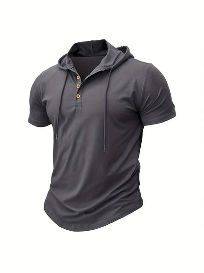 Men's T Shirt Summer Slim Fitness Hooded Short-Sleeved Tees Male Lightweight Hoodie Fitness Breathable Sports Tops