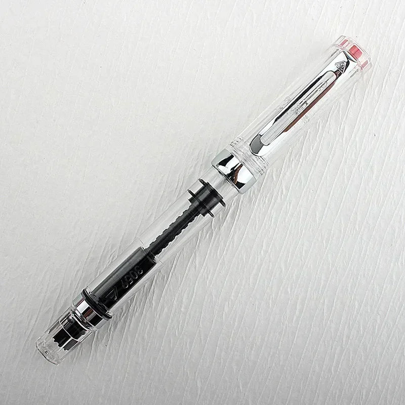 High Quality 3059 Piston Fountain Pen Resin Transparent Ink Pen EF/F Nib 0.38/0.5mm Fountain Pen Business Gif