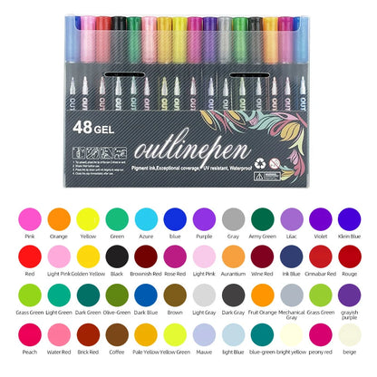 Double Line Outline Markers,Squiggles Shimmer Markers Set,Self Outline Metallic Glitter Marker Pens for Christmas,Art,Drawing