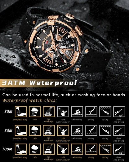 MINI FOCUS Multifunction Quartz Watches for Men Top Brand Luxury Silicone Sport WristWatch Man Clock Fashion Chronograph Watch