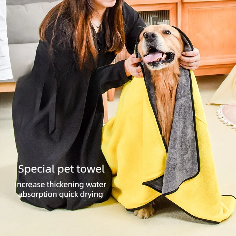 Quick Drying Dog And Cat Towels Soft Fiber Towels Absorbent Bath Towel Pet Bathrobe Convenient Cleaning Towel Pet Supplies