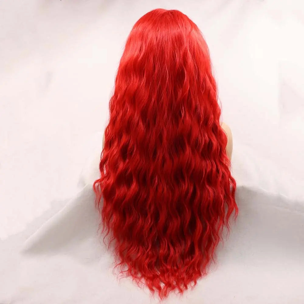 Sylvia Wigs Light Red Synthetic Red Lace Front Wigs For Women Long Loose Wave Wigs Heat Resistant Fiber Long Red Wig Coplay Wigs