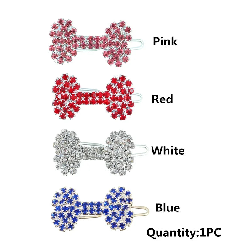 Bling Pearl Dog Collar Small and Medium Dogs Crown Hair Clips Puppy Accessories Doggy Heart and Bone Necklace Pet Supplies