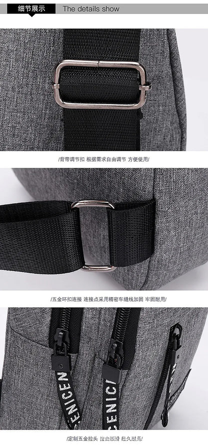Men's Bag Solid Color Men's Chest Bag Outdoor Casual Fashionable Small Satchel Canvas Handbag Zipper Messenger Fashion Bags