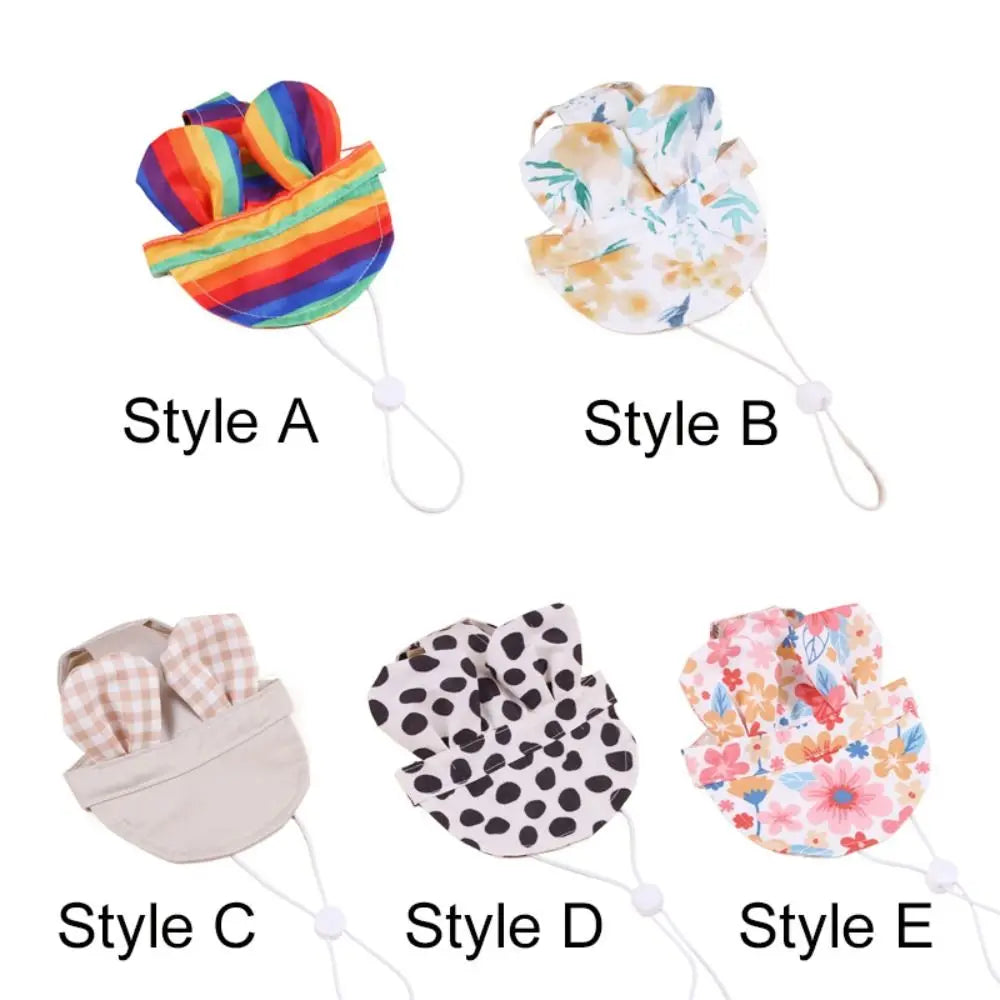 Pet Supplies With Ear Dog Sunscreen Hat Cute Colorful Dog Fisherman Hat Adjustable Pet Baseball Cap Small and Medium Dogs