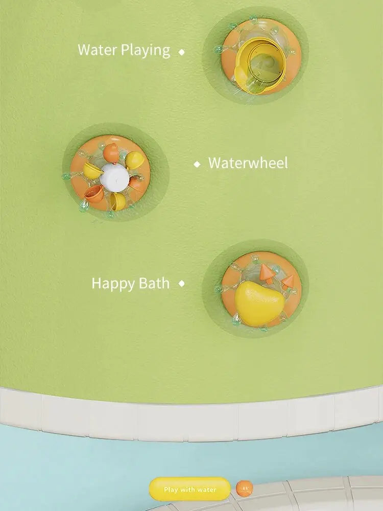 Bath Bathtub Toys for Toddlers 1 2 3 Years Old Duck Rotatable Waterwheel Bathroom Strong Suckers Water Scoop Fun Bath Toys Gifts