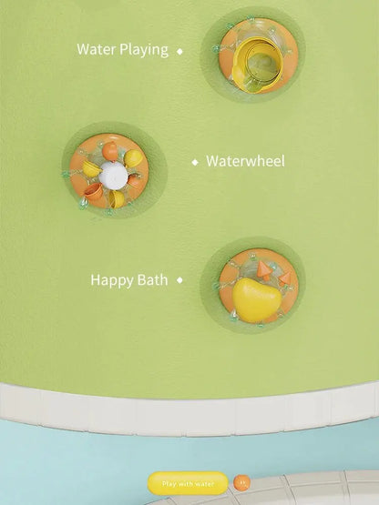Bath Bathtub Toys for Toddlers 1 2 3 Years Old Duck Rotatable Waterwheel Bathroom Strong Suckers Water Scoop Fun Bath Toys Gifts
