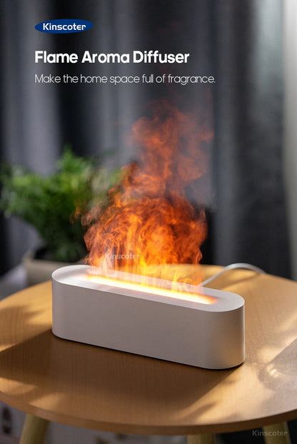 Simulated Flame Aromatherapy Diffuser USB Air Humidifier Desktop Purifier Supports Essential Oil Aroma Cool Mist Difusor