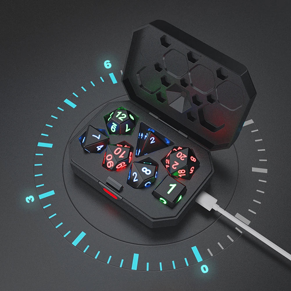7Pcs/set  Electronic Luminous LED DND Dice Set Multiple Sided Dice for Adults Board Game Party Entertainment Toys
