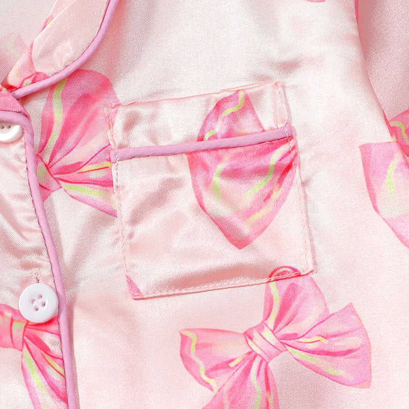 VISgogo Baby Girls Pajamas Long Sleeve Bow Print Furry Patchwork Button Closure Jumpsuit Sleepwear Loungewear