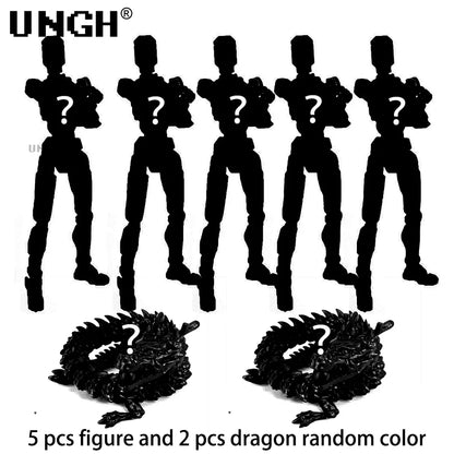 UNGH Multi-Jointed Action Figure Dragon 3D Printed Assembly Movable 13 Body Movable Robot Toys Gifts For Children