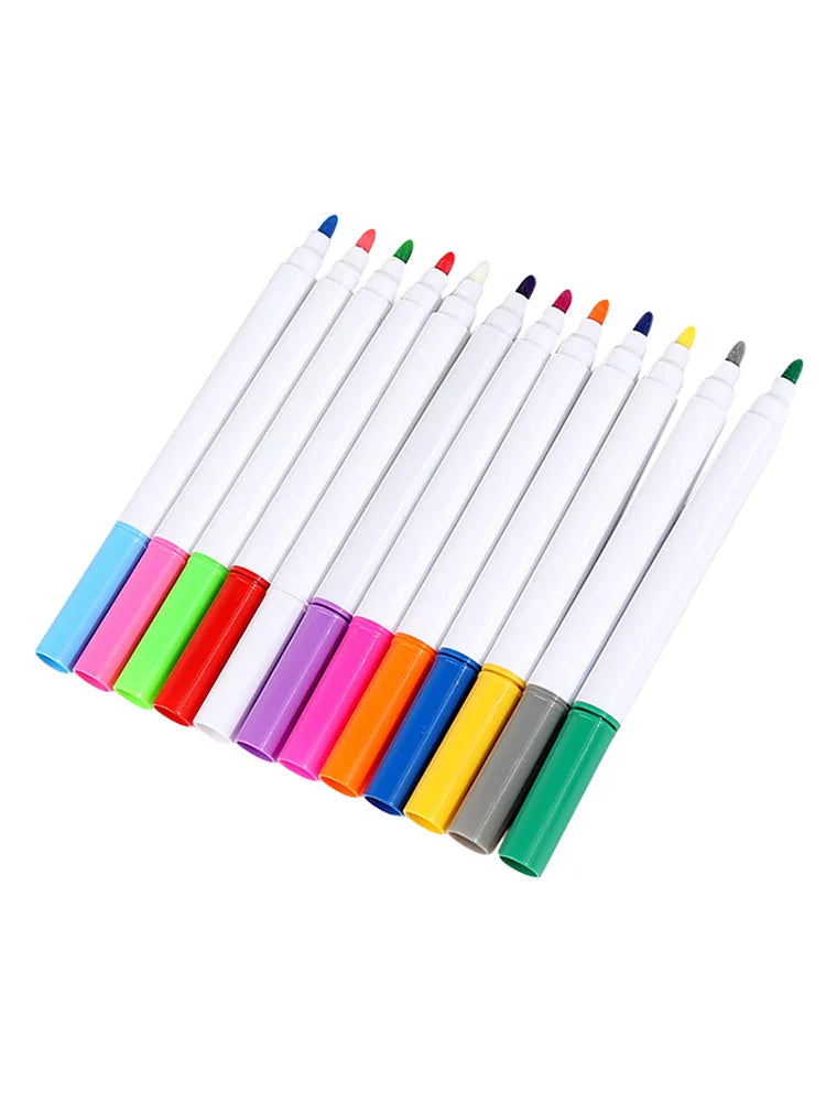 Smooth Flow Quick Dry Vivid Colors for Sketching Doodling on Acrylic 12Pcs Erasable Liquid Pens Luminous LED Board Pen Set