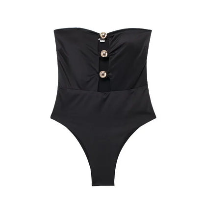 HXAO Bikini Swimwear Women's Strapless Corset Top Swimsuit 2024 Summer Ladies Fashion Sexy Beach White Black Bodysuit Bikini